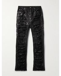 Rick Owens - Geth Slim-fit Straight-leg Distressed Metallic Jeans - Lyst