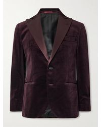 Brunello Cucinelli - Slim-fit Satin-trimmed Prince Of Wales Checked Cotton-velvet Tuxedo Jacket - Lyst