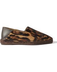 Tom Ford - Barnes Collapsible-heel Leather-trimmed Ocelot-print Calf Hair Espadrilles - Lyst