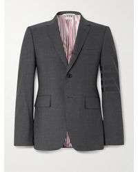 Thom Browne - Grey schmal geschnittenes Sakko aus Wolle mit gestreiftem Futter - Lyst