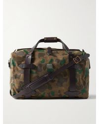 Filson Medium Leather-trimmed Camouflage-print Waxed Rugged Twill Duffle Bag - Green