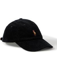 Polo Ralph Lauren - Full-Grain Leather-Trimmed Logo-Embroidered Cotton-Corduroy Baseball Cap - Lyst