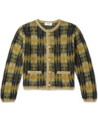 Celine - Checked Brushed Jacquard-Knit Cardigan - Lyst
