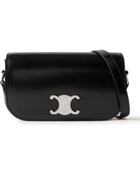 Celine - Triomphe Small Glossed-Leather Messenger Bag - Lyst