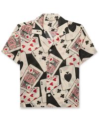 Bode - Ace Of Spades Camp-collar Printed Voile Shirt - Lyst