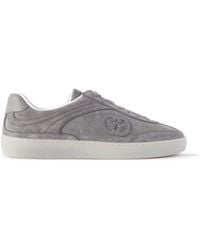 Gucci - G75 Logo-appliquéd Leather-trimmed Suede Sneakers - Lyst