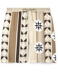 Loewe - Paula's Ibiza Straight-leg Printed Silk Drawstring Shorts - Lyst