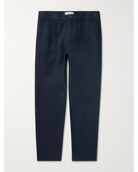 MR P. - Straight-Leg Pleated Garment-Dyed Cotton And Linen-Blend Trousers - Lyst