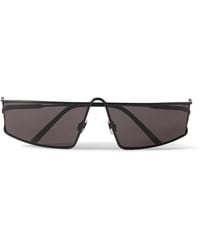 Saint Laurent - New Wave Rectangular-Frame Metal Sunglasses - Lyst