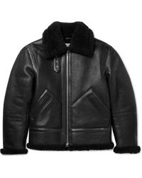 Acne Studios Shearling-lined Full-grain Leather Jacket - Black