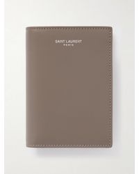 Saint Laurent - Logo-Print Leather Bifold Wallet - Lyst