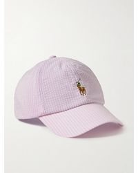 Polo Ralph Lauren - Logo-embroidered Striped Cotton-blend Seersucker Baseball Cap - Lyst