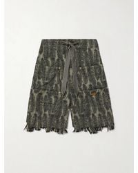 Kapital - Magpie Straight-Leg Distressed Cotton-Jacquard Drawstring Shorts - Lyst