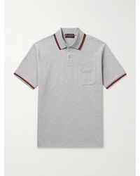 Gucci - Mélange Cotton Piquet Polo Shirt With Embroidery - Lyst