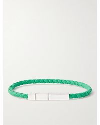 Bottega Veneta - Braided Leather And Sterling Bracelet - Lyst