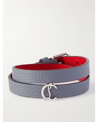 Christian Louboutin Silver-tone And Full-grain Leather Wrap Bracelet - Grey