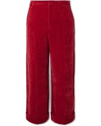 Valentino Garavani - Flared Cotton And Linen-Blend Velvet Trousers - Lyst