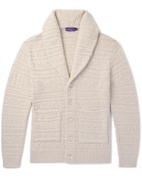 Ralph Lauren - Shawl-collar Textured Cotton And Wool-blend Cardigan - Lyst