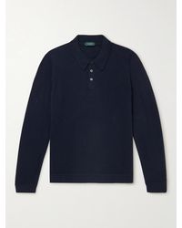Incotex Slim-fit Virgin Wool And Cashmere-blend Polo Shirt - Blue