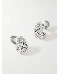 Bottega Veneta - Intrecciato Small Sterling Silver Earrings - Lyst