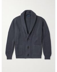 Thom Sweeney - Shawl-Collar Ribbed Wool Cardigan - Lyst