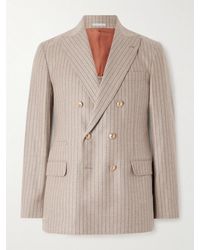 Brunello Cucinelli - Striped Cashmere And Silk-Blend Suit Jacket - Lyst