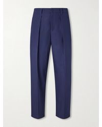 A.P.C. - Renato Straight-Leg Pleated Cotton-Twill Trousers - Lyst