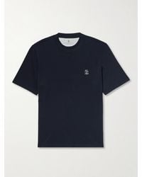Brunello Cucinelli - Mehrlagiges T-Shirt aus Baumwoll-Jersey mit Logoprint - Lyst