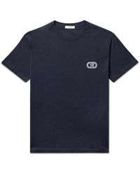 Valentino Garavani - Logo-embroidered Cotton-jersey T-shirt - Lyst