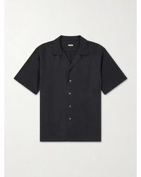 A.PRESSE - Convertible-Collar Silk And Linen-Blend Shirt - Lyst