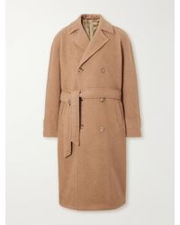 De Bonne Facture - Belted Double-Breasted Brushed Wool And Camel Hair-Blend Coat - Lyst