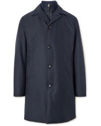 Canali - Leather-Trimmed Shell Overcoat - Lyst