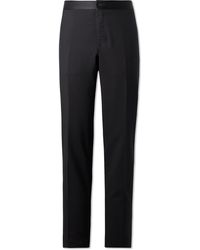Canali - Straight-leg Satin-trimmed Wool And Mohair-blend Tuxedo Trousers - Lyst