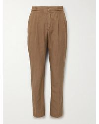 Officine Generale - Drew Tapered Pleated Garment-Dyed Lyocell-Blend Trousers - Lyst
