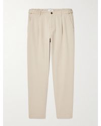 MR P. - Daniel Tapered Pleated Stretch Organic Cotton-Twill Trousers - Lyst