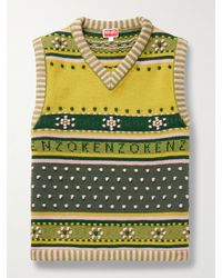 KENZO - Textured Fair Isle Wool-jacquard Sweater Vest - Lyst
