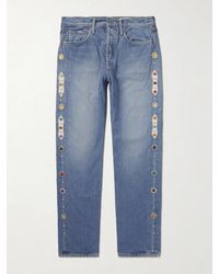 Kapital - Monkey Cisco Straight-Leg Leather-Trimmed Embellished Jeans - Lyst