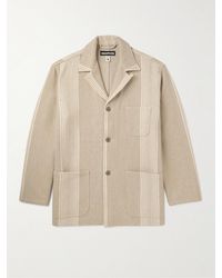 Monitaly - Jacke aus einer Leinen-Baumwollmischung mit wandelbarem Kragen und Streifen - Lyst