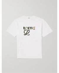 Loewe - Logo-embroidered Cotton-jersey T-shirt - Lyst
