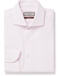 Canali - Cotton And Linen-blend Jacquard Shirt - Lyst