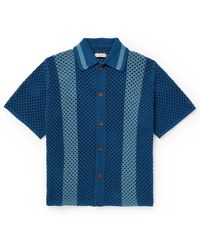 Nudie Jeans - Fabbe Striped Cotton-crochet Shirt - Lyst