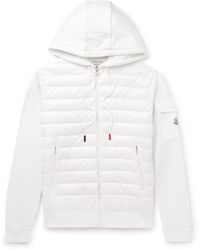 Moncler - Quilted Nylon-panelled Cotton-jersey Hooded Down Jacket - Lyst