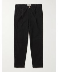 Folk - Assembly Straight-leg Pleated Cotton-moleskin Trousers - Lyst