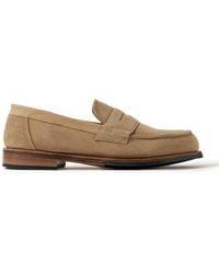 Grenson - Epsom Leather-Trimmed Suede Penny Loafers - Lyst