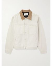 FRAME - Suede-trimmed Cotton-canvas Jacket - Lyst