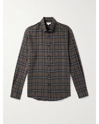 Sunspel - Button-down Collar Checked Brushed Cotton-flannel Shirt - Lyst