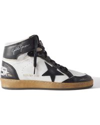 Golden Goose - Sky Star Suede-trimmed Distressed Leather High-top Sneakers - Lyst