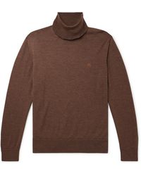 Etro - Logo-embroidered Wool Rollneck Sweater - Lyst