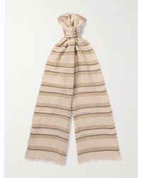 Loro Piana - Nakaumi Frayed Striped Silk, Linen And Cotton-Blend Scarf - Lyst