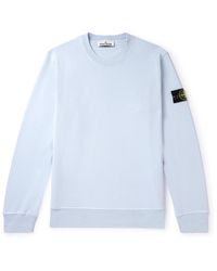 Stone Island - Logo-appliquéd Garment-dyed Cotton-jersey Sweatshirt - Lyst